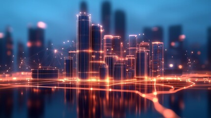 Fototapeta premium Smart City of the Future: Advanced Technology, Urban Networks, and Connected Living for Modern City Infrastructure and Sustainable Growth