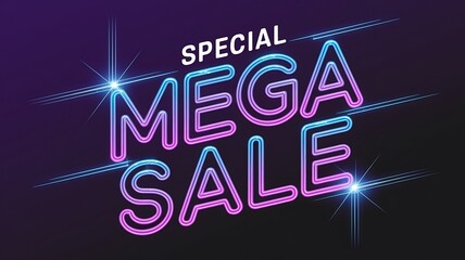 Obraz premium Neon Sign with the Words Special Mega Sale