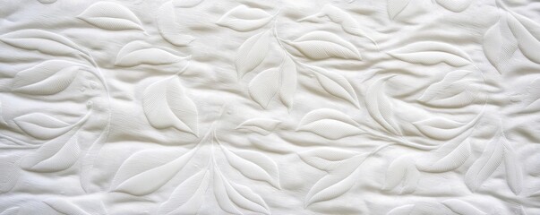 Obraz premium Textured fabric with subtle leaf patterns, offering a soft and elegant appearance, ideal for backgrounds and design elements.