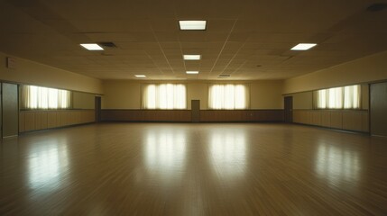 Fototapeta premium Empty spacious room with wooden flooring and windows