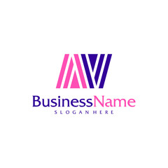 Obraz premium Modern letter AV logo design vector. Creative A V N logo concepts template