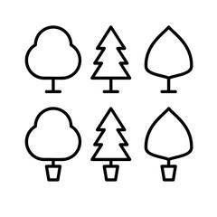 Collection of minimalist tree icons with several shapes