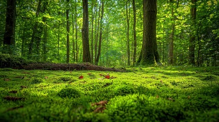 Lush Green Forest with Soft Moss Underfoot