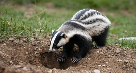 Badger digging a hole 