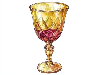 Beautifully designed vintage glass with intricate patterns and a warm amber hue, perfect for elegant dining or decorative use.