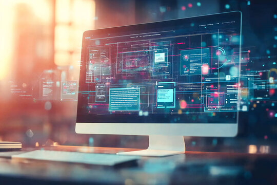 Web design studio creating a page with modules and plugins