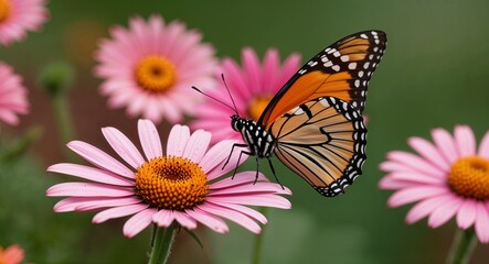 Naklejka premium Butterfly landing on a flower 