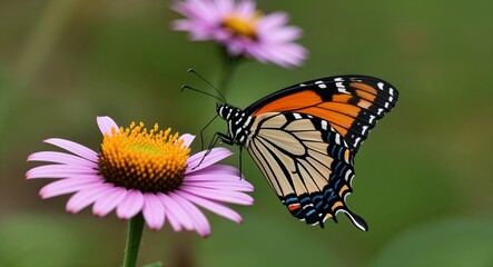 Fototapeta premium Butterfly landing on a flower 