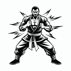 kung fu man on white background