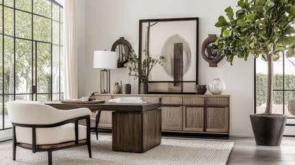 Stylish Modern Office Interior with Natural Elements