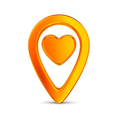 Orange pointer marker on white background. Isolated 3D illustration