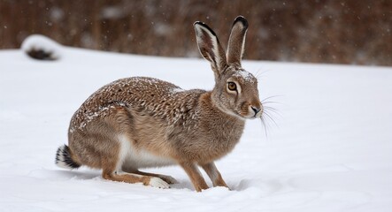 Obraz premium Hare in snow 