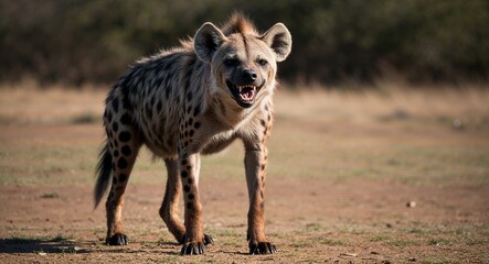 Fototapeta premium Hyena laughing with pack 