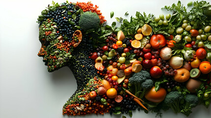 Illustration of a Human Figure Made of Fruits and Vegetables