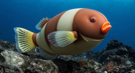 Naklejka premium Pufferfish inflating 