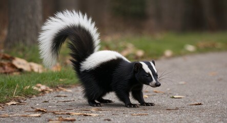 Naklejka premium Skunk raising its tail 