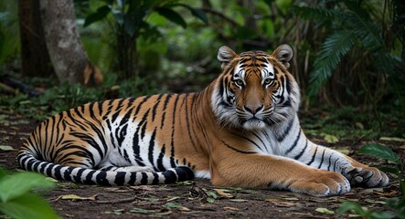 Tiger resting in the jungle 