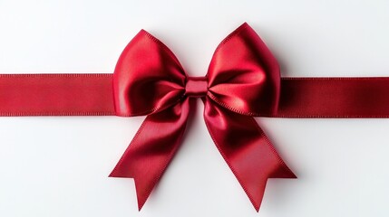Red Ribbon with Bow Isolated on White Background
