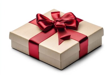 Obraz premium Gift Box with Red Ribbon on White Background