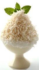 Food, Coconut Blancmange, Photo Realistic, on White Background, Abstract Image, Texture, Pattern Background, Wallpaper, Cover and Screen of Smartphone, PC, Laptop, 9:16 and 16:9 Format