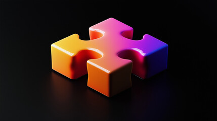 A vibrant and colorful gradient puzzle piece against a black background, symbolizing connection, uniqueness, and the art of combining different elements.