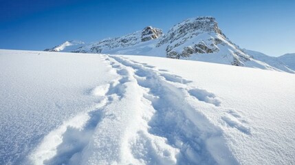 Snowy Mountain Landscape with Clear Blue Sky