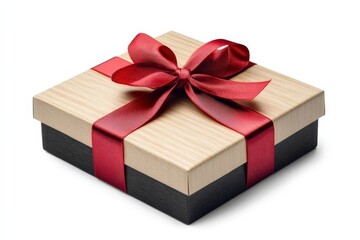 Fototapeta premium Gift Box with Red Ribbon on a Simple Background