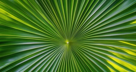 Vibrant green palm fronds in a radial pattern