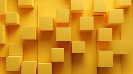 A vibrant yellow 3D cubes backdrop with a minimalist style, leaving space for product placement or branding.