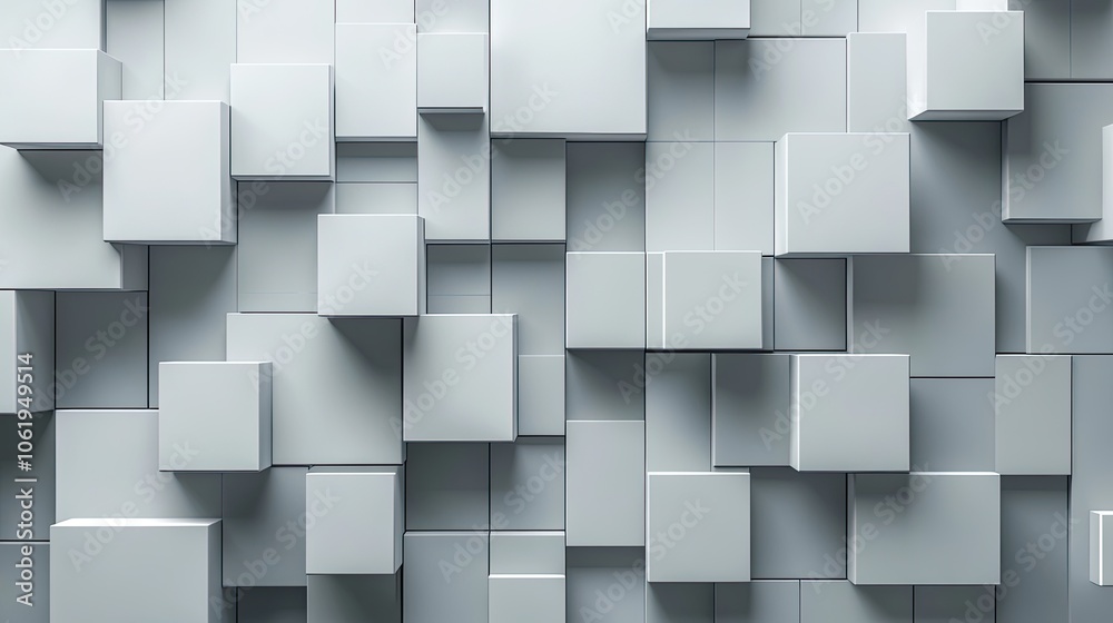 Fototapete cool gray monochrome 3d cubes forming a sleek, modern backdrop with space for text or product displa