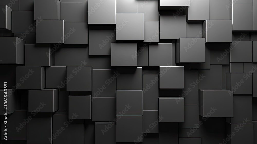Fototapete cool gray monochrome 3d cubes forming a sleek, modern backdrop with space for text or product displa
