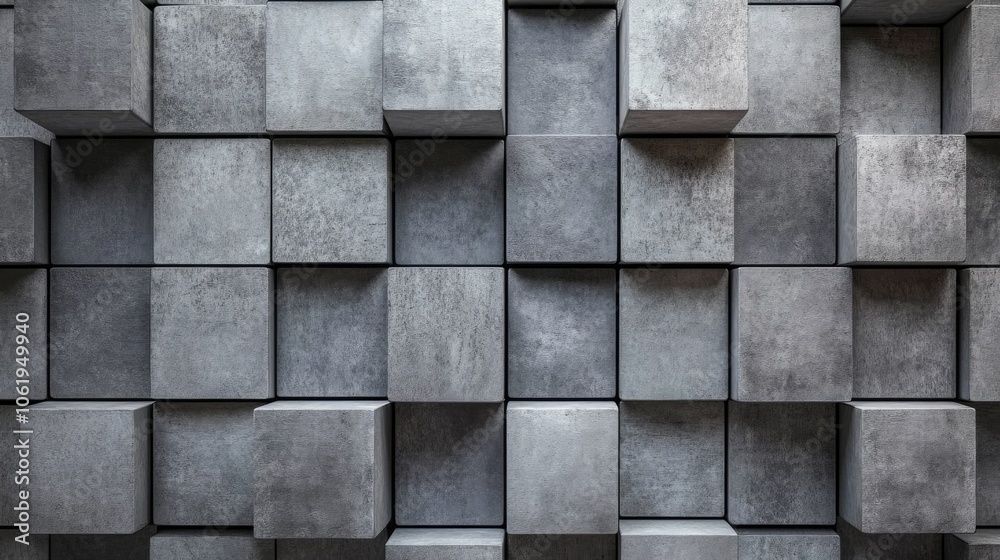 Fototapete elegant gray 3d cubes offering a stylish and textured background, leaving space for product placemen