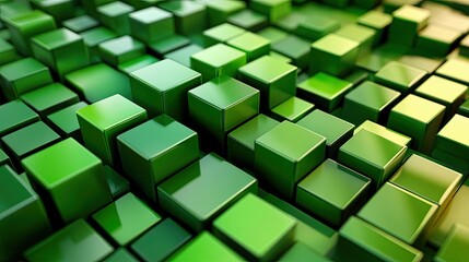 Obraz premium Geometric green 3D cubes creating texture and depth, perfect for product displays with a focus on natural or eco-friendly themes.