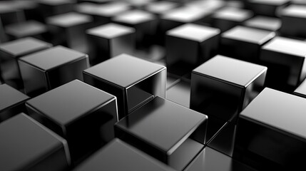 High-contrast black and white 3D cubes creating depth and texture, with a clear area for branding or product placement.