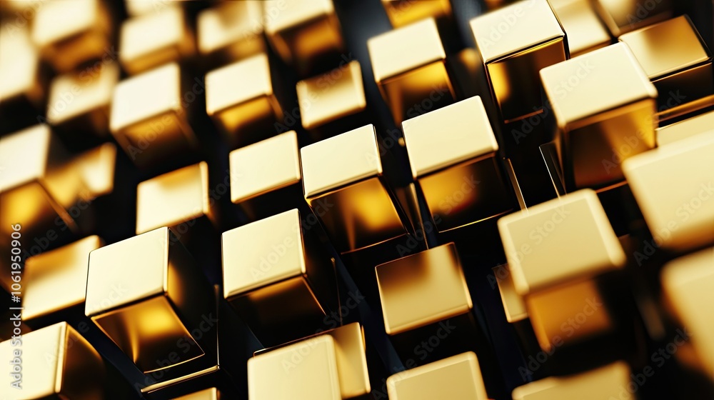 Fototapete monochrome gold 3d cubes creating a sophisticated background with a blank area for text or product d