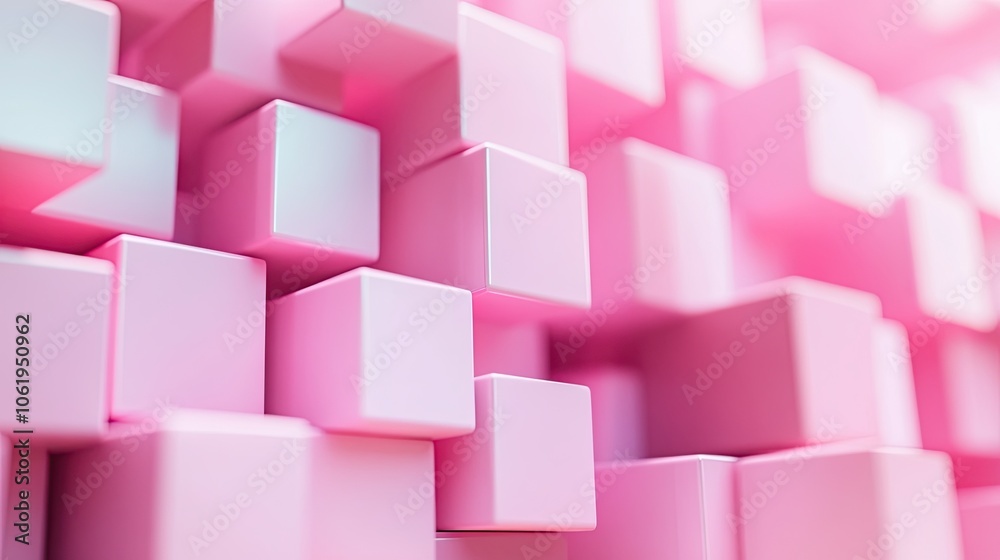 Fototapete pink-toned 3d cubes creating depth and texture, with a clear central space for text or product displ