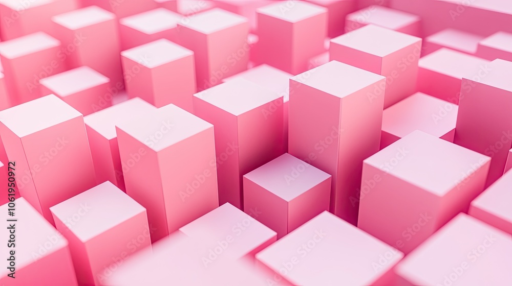 Fototapete pink-toned 3d cubes creating depth and texture, with a clear central space for text or product displ