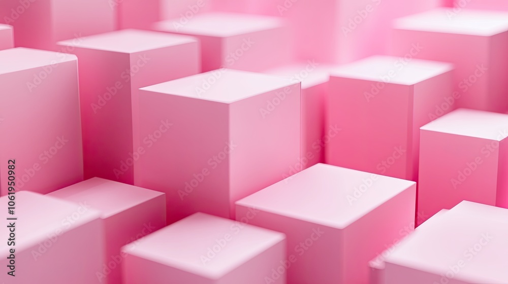 Fototapete pink-toned 3d cubes creating depth and texture, with a clear central space for text or product displ