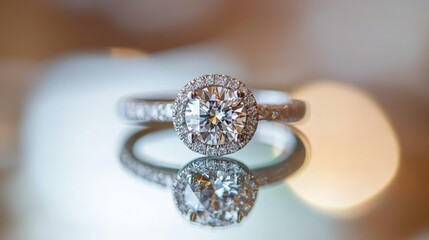 Elegant Engagement Ring with Sparkling Diamond Center