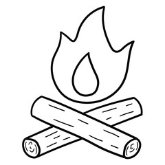 Hand drawn doodle bonfire on white background.