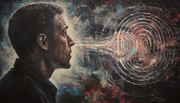 Telepathy Concept: An artistic depiction of mind control and telepathic communication, focusing on mental influence.