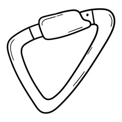 Hand drawn doodle hiking carabiner on white background.