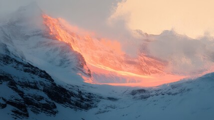 Fototapeta premium Majestic Sunrise Over Snowy Mountain Peaks