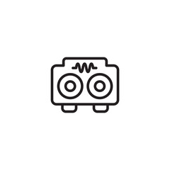 A speaker with a wavy line on top, representing sound output or audio equipment on icon. A visual metaphor for the power of sound and music. Editable icon.