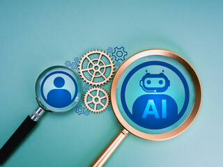 Artificial Intelligence jobs, robot career, human resource (HR), hiring, recruitment concept. AI...
