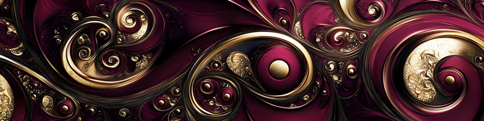 Abstract background design showcasing swirling patterns in rich burgundy and gold, exuding luxury and warmth