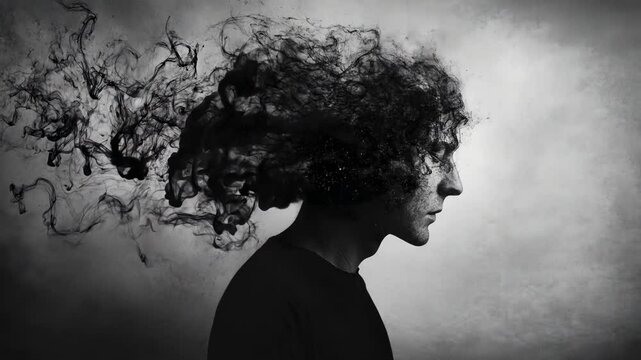 Man's silhouette shows mental health struggles