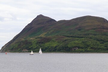 Sailboats near the Holy Isle