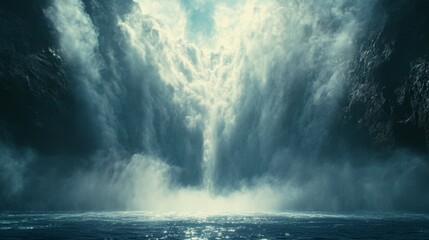 Fototapeta premium Majestic Waterfall Cascading into a Vast Pool