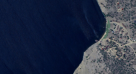 Scenic Aerial View of Baikal Lake and Mountains